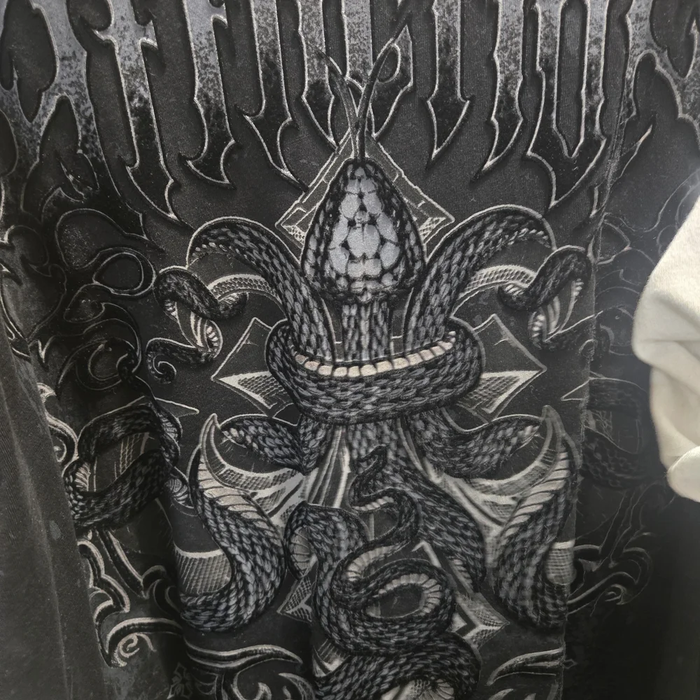 Affliction Black and White Skull Graphic Tees - Picture 8 of 8
